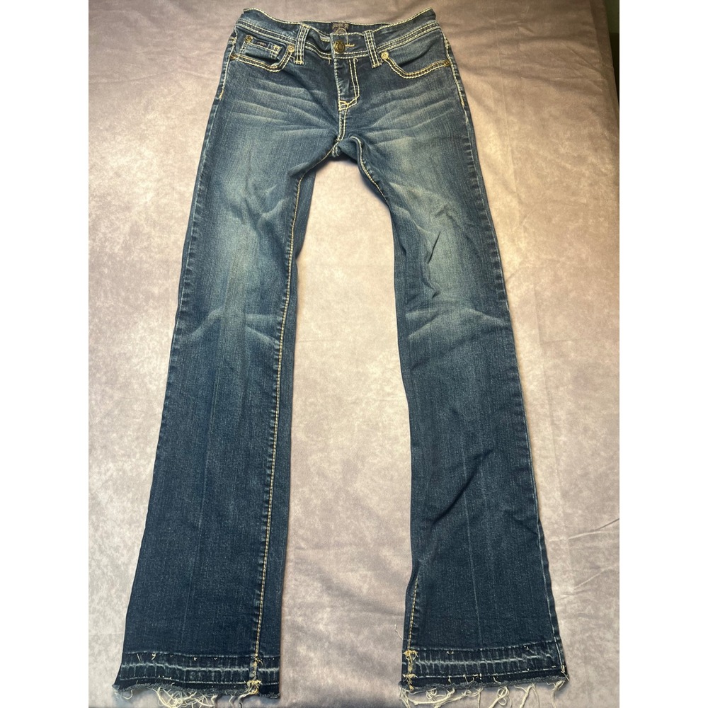 Cowgirl Tuff Women Blue Bootcut Jeans CGJ1303836-R Size 27W 34L Embroidered